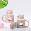 Manufacturer Wholesale Transparent Creative Kitten Glass Cup Fashion Transparent and Heat-Resistant Daily Use Department Store Water Cup Custom Logo